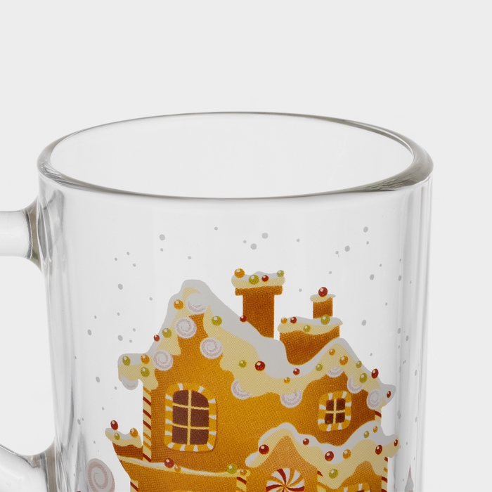 Кружка стеклянная чайная &laquo;Пряничный домик&raquo;, 200 мл