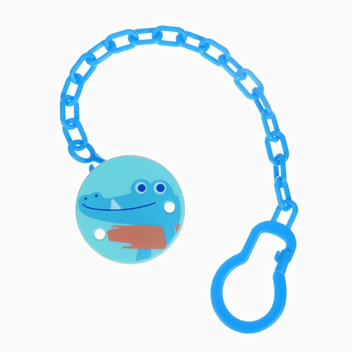 Набор: Соска - пустышка с держателем «Крокодил», классичекая, +6 мес, цвет синий Набор: Соска - пустышка с держателем «Крокодил», классичекая, +6 мес, цвет синий