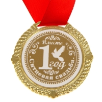 Медаль свадебная в бархатной коробке &laquo;Ситцевая свадьба, 1 год вместе&raquo;, d= 5 см