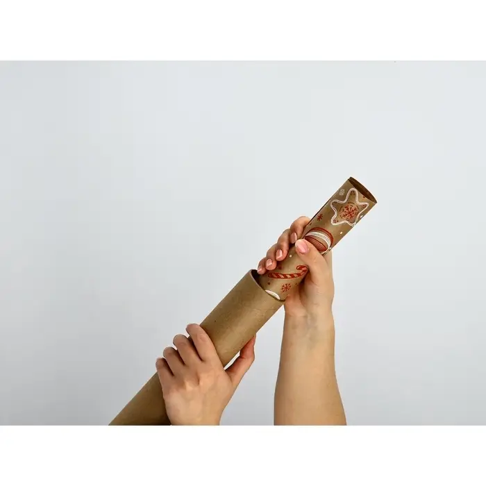 Бумага в тубусе крафтовая бурая в рулоне &laquo;Ёлочные игрушки&raquo;, 0.68 &times; 7 м