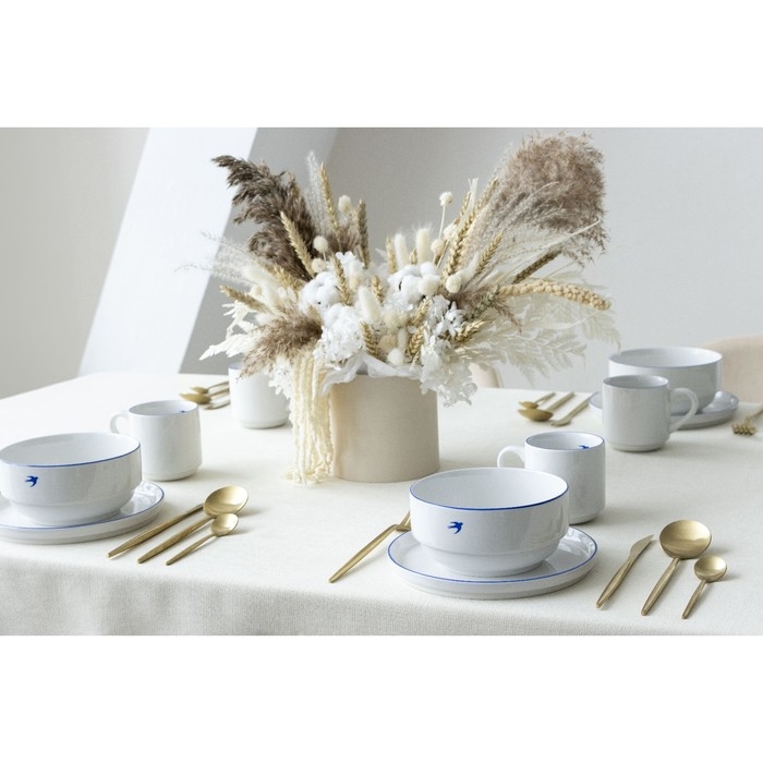 Тарелка плоская керамическая &laquo;Ласточка&raquo;, 20 см, цвет белый