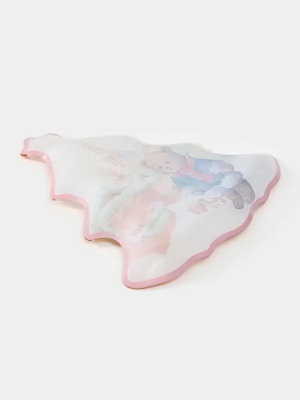 Блюдо сервировочное новогоднее Доляна &laquo;Московкий мишка&raquo;, 24.5&times;24.7&times;2 см, стекло, белое, красное