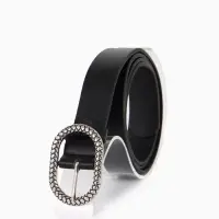 Ремень жен 05-01-02-01, Июнь2511, 2,9*0,3*110 см, винт, пряж металл, 1 прокол, черный
