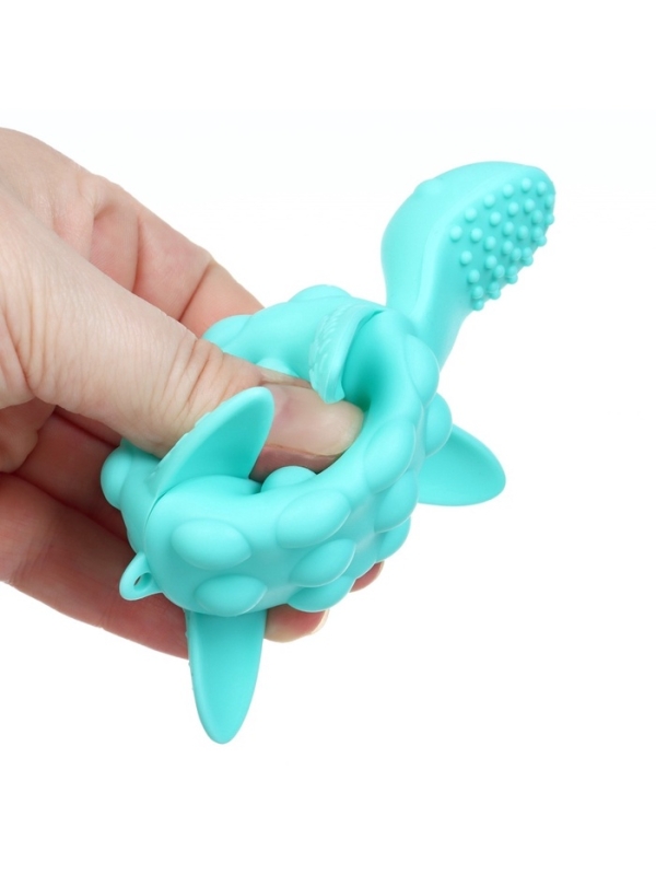 Прорезыватель силиконовый для зубов с погремушкой Крошка Я &laquo;Черепаха&raquo;, бирюзовый