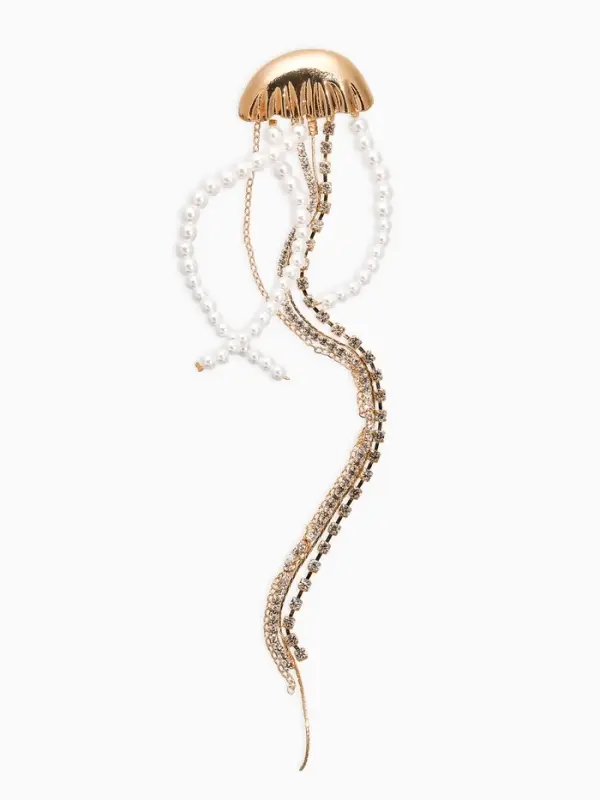 Брошь &laquo;Медуза&raquo;, цвет белый в золоте