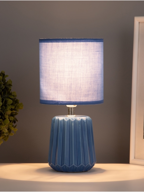 Лампа настольная "Кон" 1х40Вт Е14 синий 13х13х25см