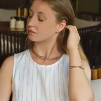 Набор 2 предмета: чокер, браслет &laquo;Обруч&raquo; узел, цвет серебро