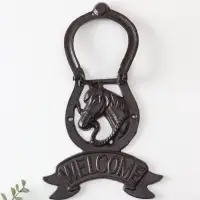 Дверной молоток чугун "Конь в подкове - Welcome" 18х2х21 см