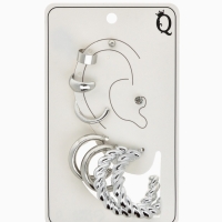 Набор серьги и каффы 9 шт. &laquo;Кольца&raquo; переплетение, цвет серебро