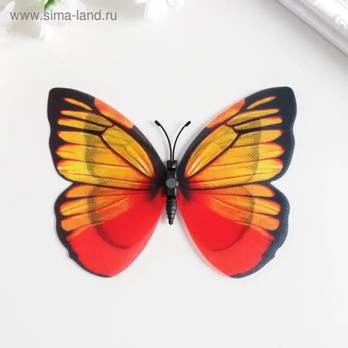 Магнит пластик под ткань "Бабочки двойные крылья, блеск" МИКС 12х9,5 см
