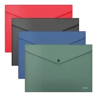 Папка-конверт на кнопке А4, 140 мкм, ErichKrause Fizzy Classic, непрозрачная, микс