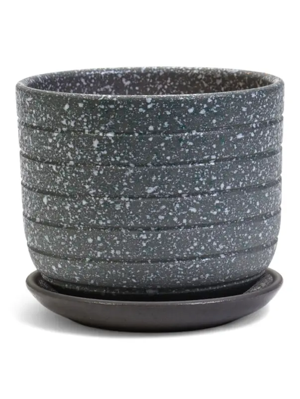 Горшок цветочный  с поддоном 0,8 л, серый керамика "Пряности" (М)
