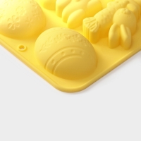 Форма для выпечки Доляна &laquo;Пасха&raquo;, силикон, 7 ячеек, 18,5&times;14,5&times;2,5 см, жёлтая