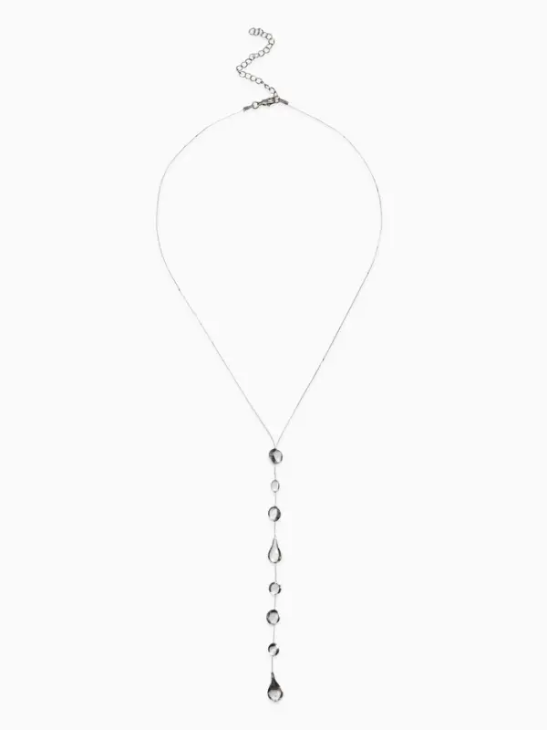 Кулон на леске "Капля росы", дорожка, цвет белый в серебре