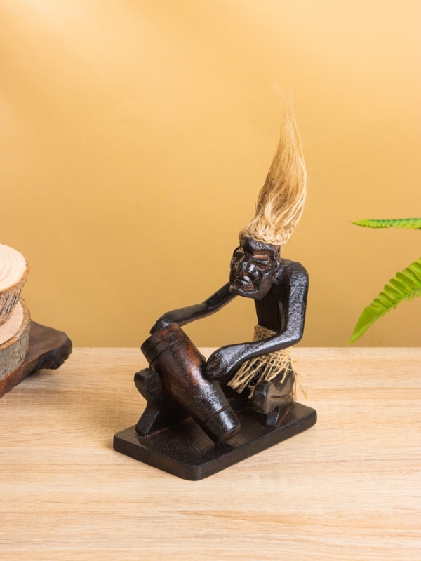 Сувенир "Абориген музыкант" дерево, 12х8х14 см