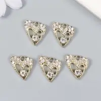 Металлический элемент, декоративная подвеска &laquo;Арт Узор. Фигурное сердечко&raquo;, стразы, золото, 1.5&times;1.9 см