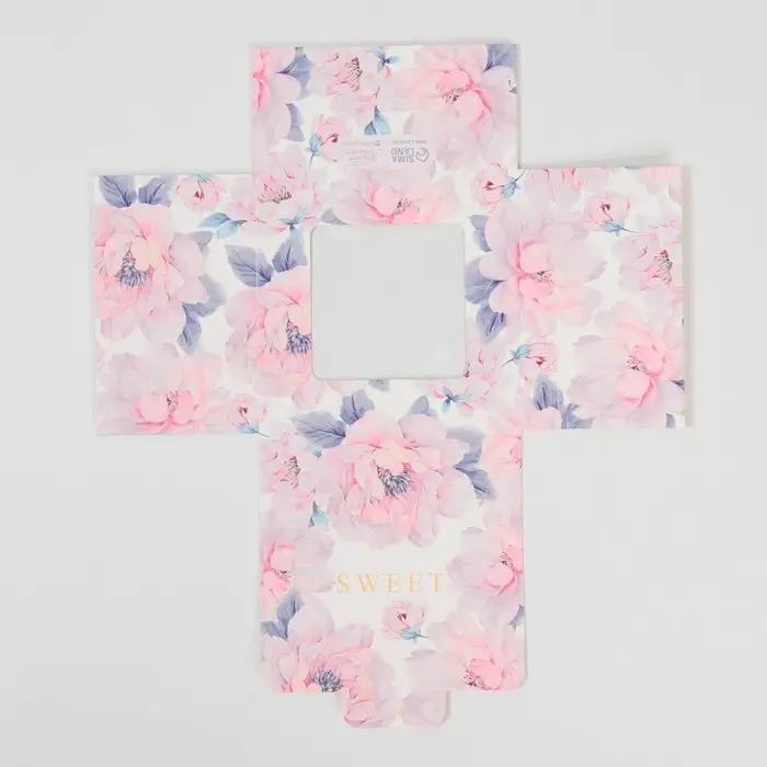 Коробка для шоколада, кондитерская упаковка, &laquo;Цветы&raquo;, с окном, 10.2 х 1.4 х 10.2 см