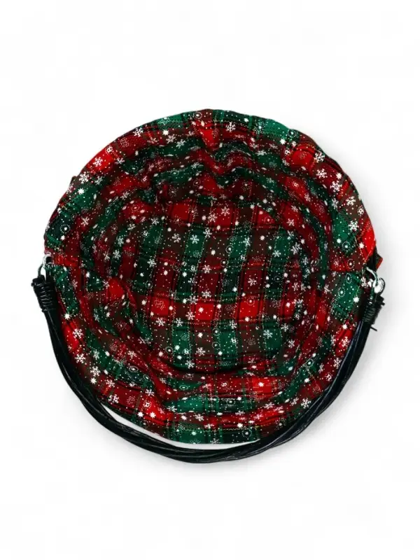 Корзина плетеная 32 х 32 х 14 см, ручка h=14 см зеленый НГ ткань