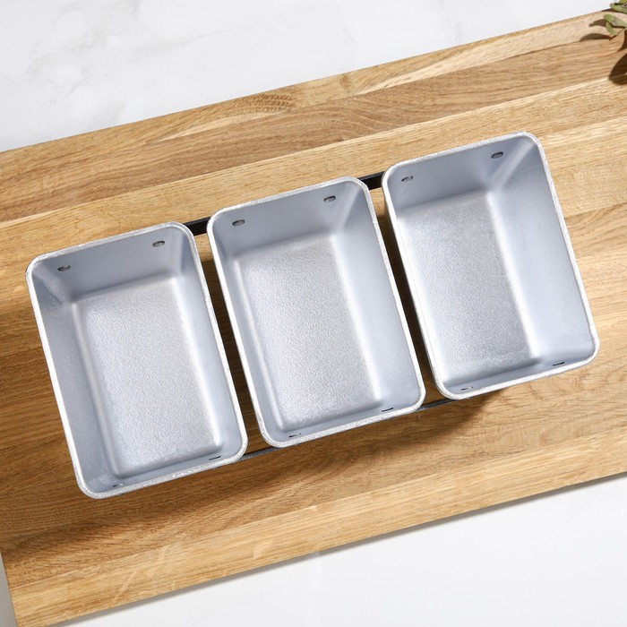 Хлебная форма, 30,5&times;14&times;10 см, 3-х секционная