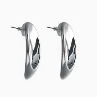 Серьги пластик &laquo;Овал&raquo;, цвет серебро