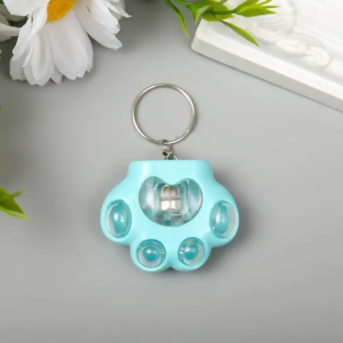 Фонарик свет на кольце "Лапка" МИКС 4х5х2 см