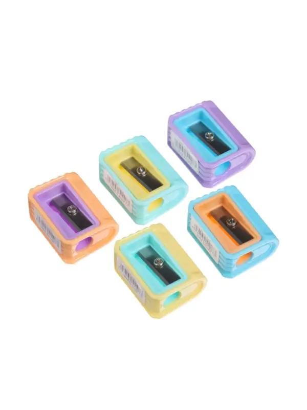 Набор точилок, 5 штук, пастель ребристая, МИКС