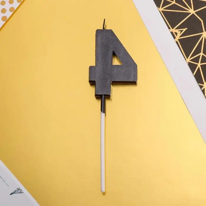 Свеча в торт цифра &laquo;4&raquo;, чёрная