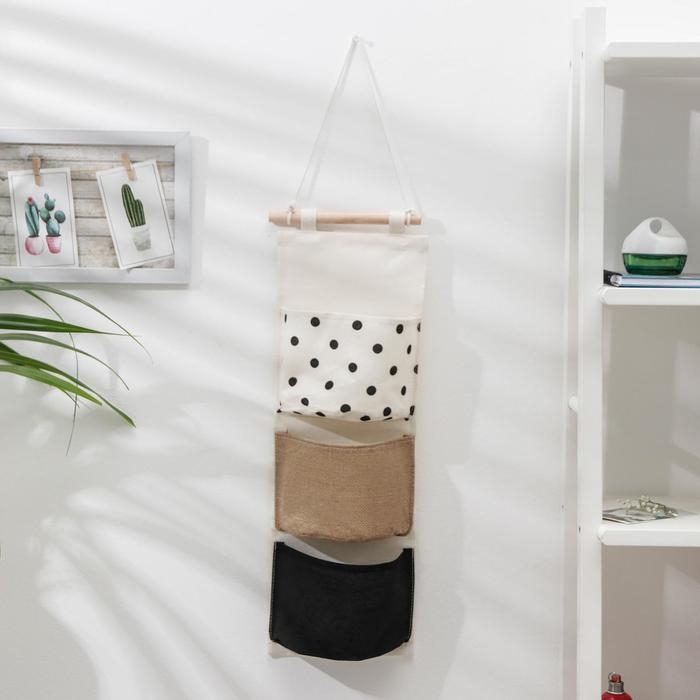 Органайзер подвесной с карманами Доляна &laquo;Мэри&raquo;, подвесной, 3 отделения, 59&times;20 см