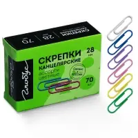Скрепки канцелярские GLOBUS, 28 мм, 70 шт., цветные, МИКС
