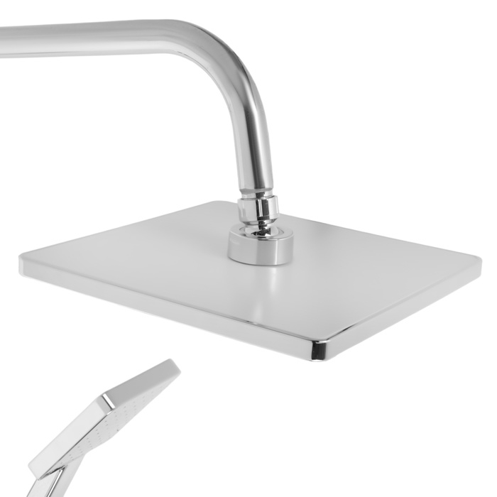 Душевая система ZEIN Z1001, тропическая и ручная лейка, шланги, стойка, мыльница, хром