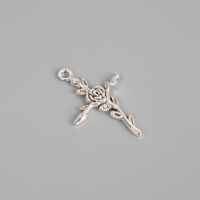 Декор для творчества металл "Роза и крест" серебро набор 10 шт 3,4х2,3х0,2 см