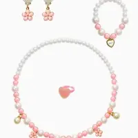 Набор детских украшений "Выбражулька" нежность, 4 предмета: клипсы, кольцо, бусы, браслет