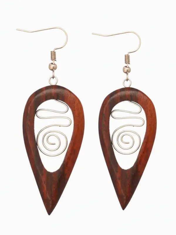 Серьги " Капля" дерево соно