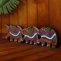Панно декоративное "Три слона" 50х13х1,5 см МИКС