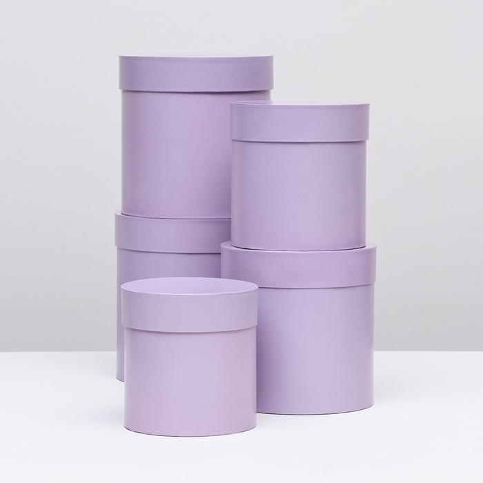 Набор круглых коробок 5в1 Сирень перламутровая", 20 &times; 20 ‒15 &times; 15 см