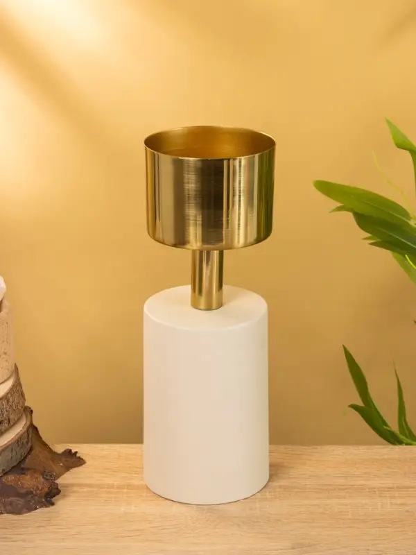 Подсвечник на 1 свечу "Кубок" фисташка с золотом 10х10х28,5 см