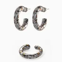 Набор серьги и каффы "Леопард", цвет серебро