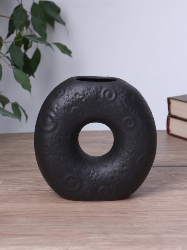 Ваза керамика настольная "Мэйбл" 16х15 см, чёрный