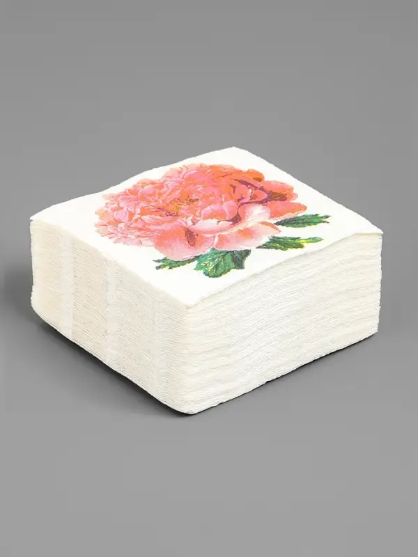 Салфетки бумажные Гармония цвета многоцветие "Пион розовый", 24*24 см 50 листов