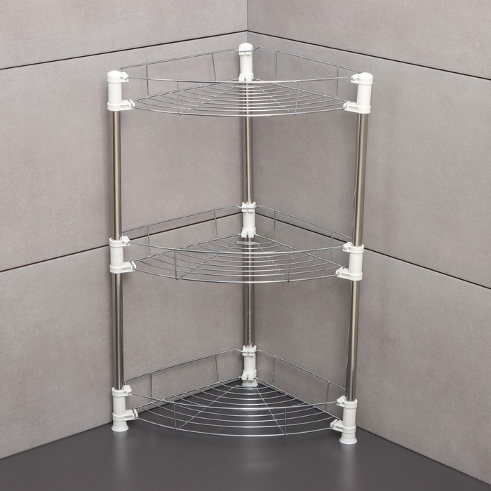 Этажерка настольная угловая 3-х секционная, 38,5&times;27,5&times;54,5 см, цвет хром