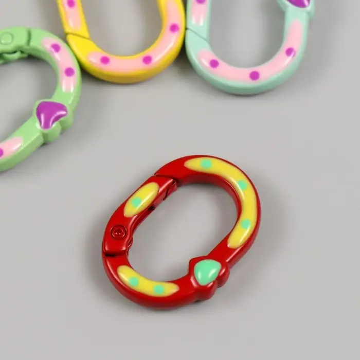 Карабин металл "Овал. Сердечко и горошины" МИКС 2,7х2 см