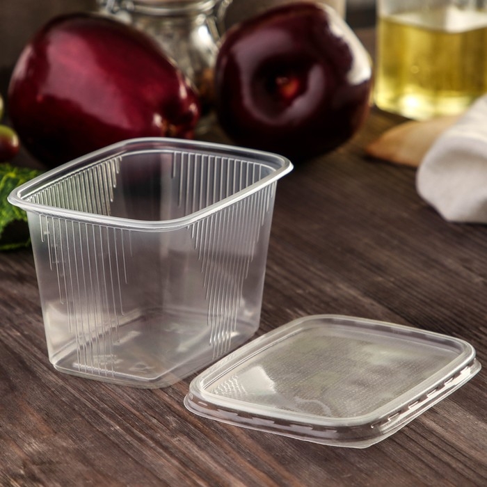 Контейнер пластиковый одноразовый с крышкой, 10 шт, 350 мл, 10,8&times;8,2&times;7 см, цвет прозрачный