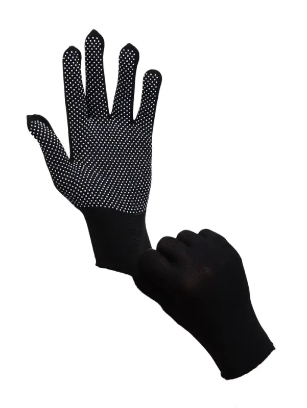 Перчатки садовые, х/б, с нейлоновой нитью, с ПВХ точками, размер 9, чёрные, Greengo