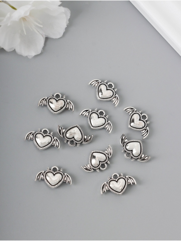 Декор для творчества металл "Сердце-чертёнок" серебро набор 10 шт 1,1х1,8х0,2 см