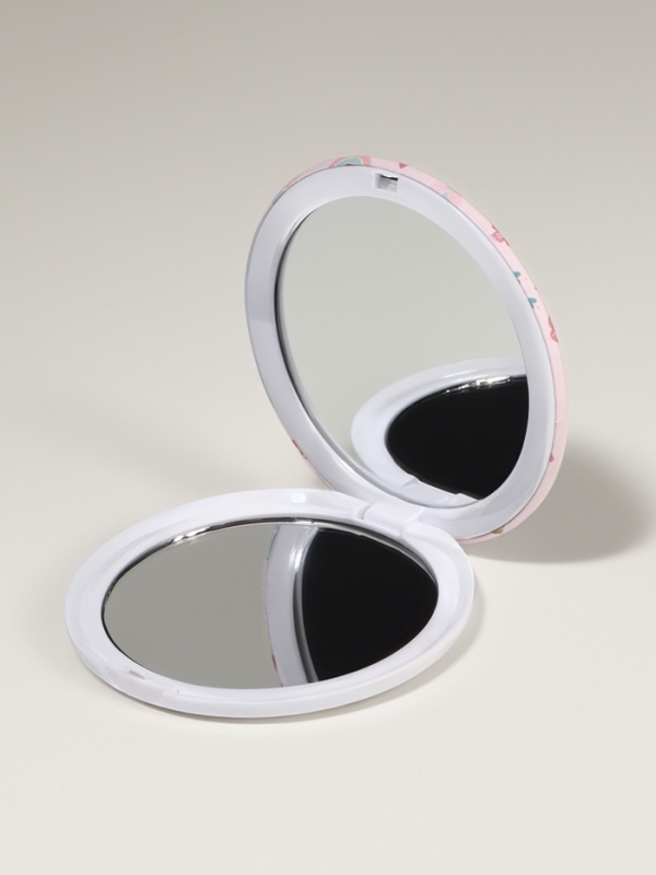 Зеркало складное &laquo;Единороги&raquo;, d = 7,3 см, с увеличением, цвет розовый