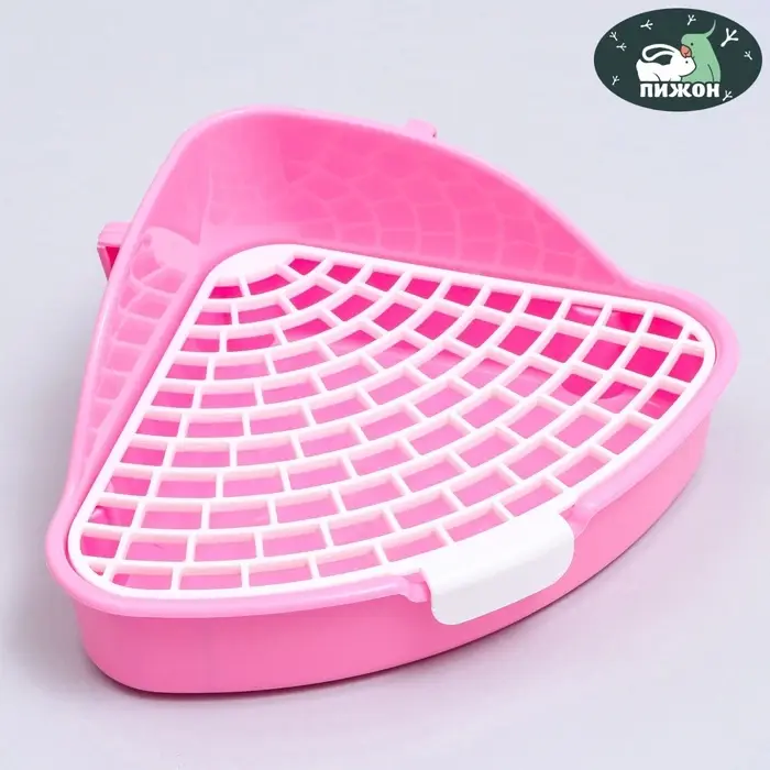 Туалет угловой для кроликов и хорьков "Пижон", 24 х 18 х 11 см, розовый