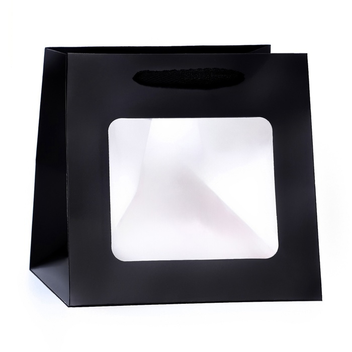 Пакет подарочный, крафт, с окном, &laquo;Черный&raquo;, 15 х 15 х 15 см