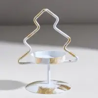 Подсвечник металл на 1 свечу "Ёлочка" белый с патиной d=5 см 7х7х12,5 см