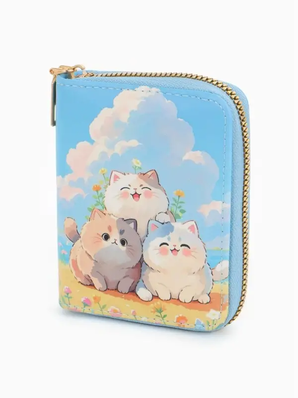 Кошелек дет 07-01-01 Июнь2545 кот, 8,5*2,5*10,5 см, 2 отд+отд/молн, д/карт, голубой