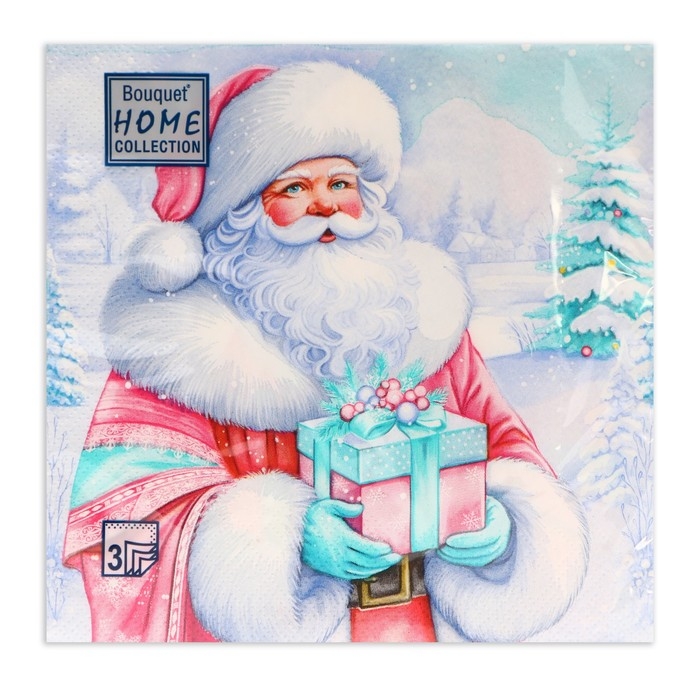 Новогодние салфетки бумажные Home Collection &laquo;Дедушка Мороз&raquo;, 3 слоя, 33х33 см, 20 шт